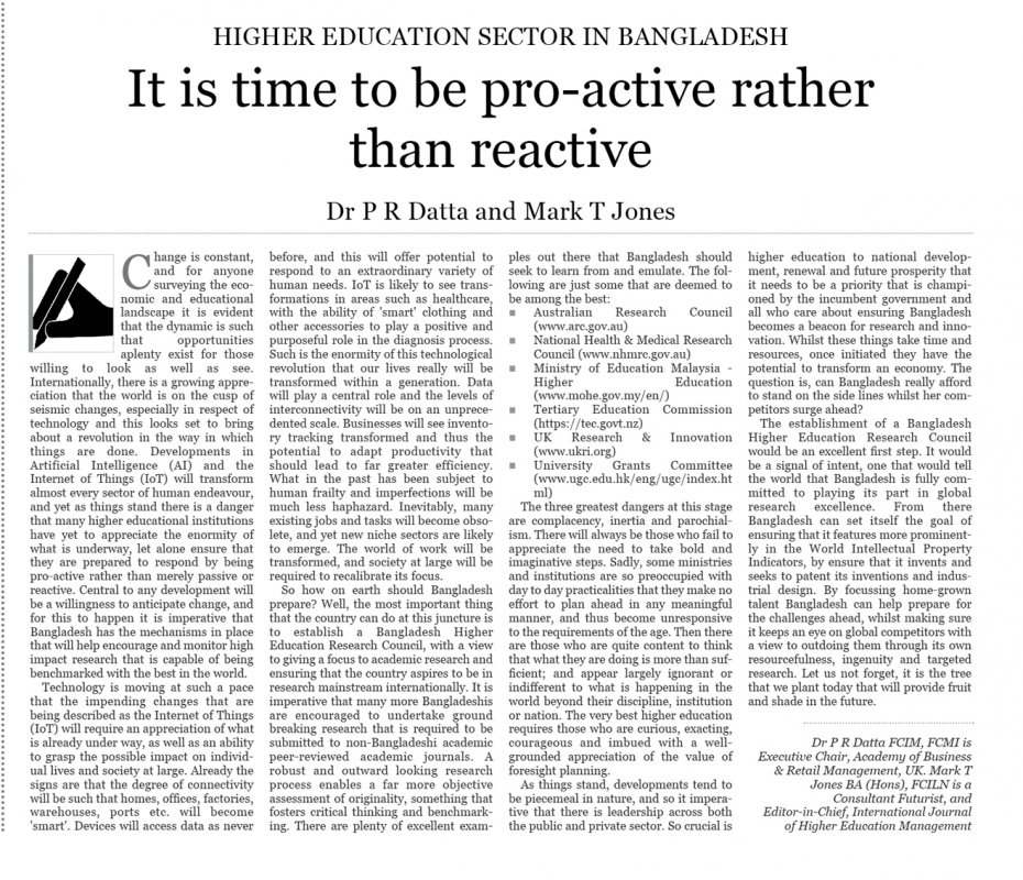 It is time to be pro-active rather than reactive by The Asian Age, Editorial Section, Bangladesh