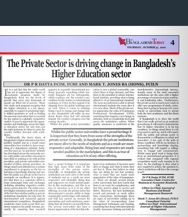 The Private Sector is driving change in Bangladesh’s Higher Education sector by Bangladesh Today