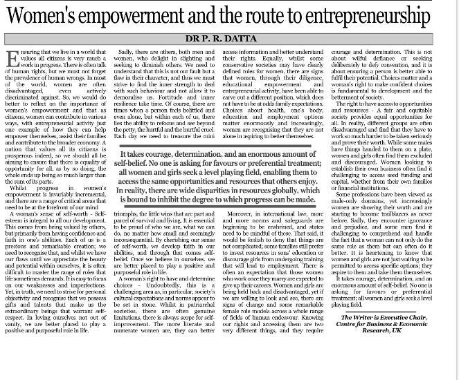 Women’s empowermen and the route to entrepreneurship by The Bangladesh Today