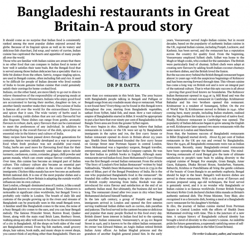 The daily Messenger by Bangladeshi Restaurants in Great Britain-A proud Story