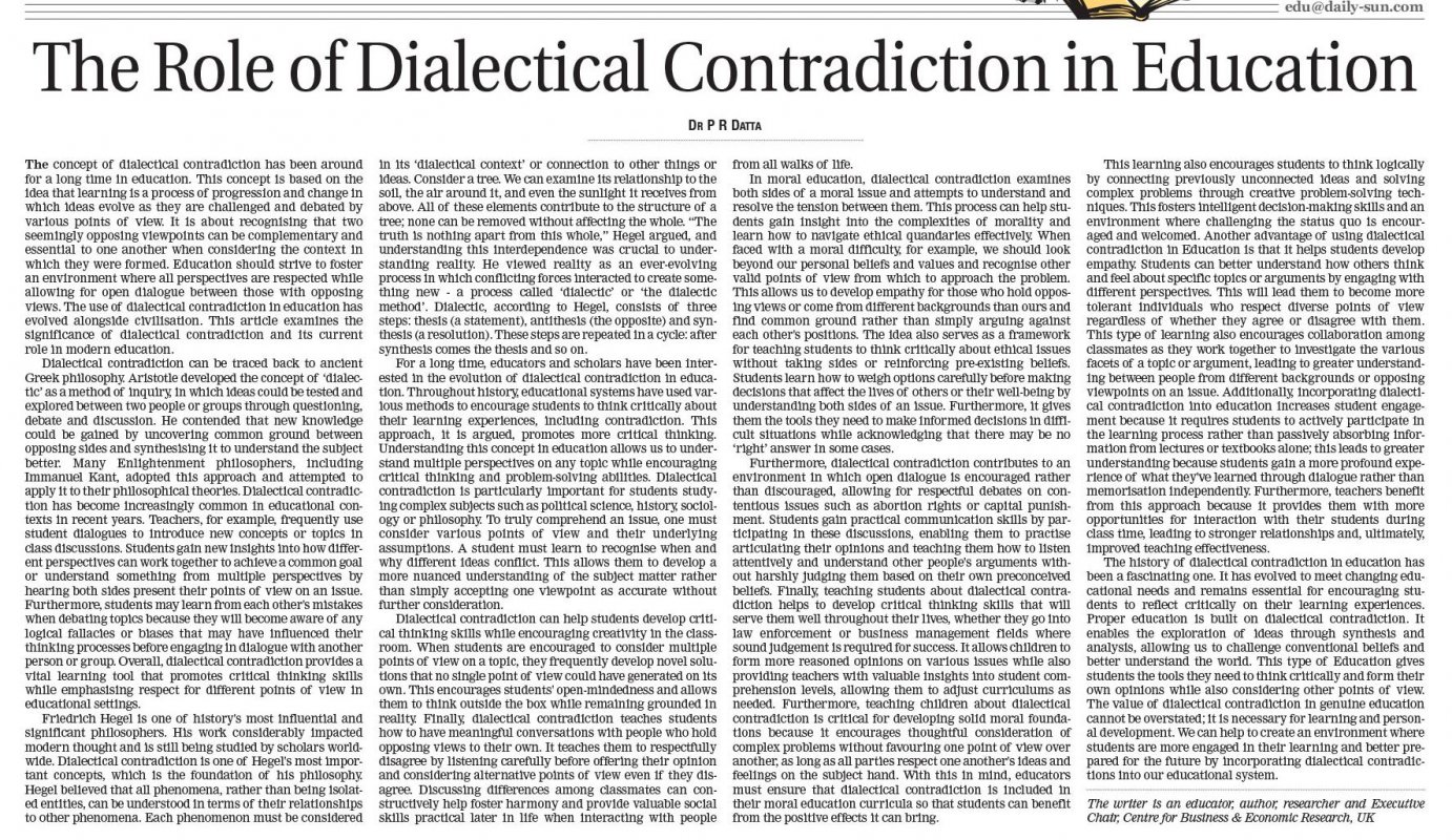 daily Sun by The Role of Dialectical Contradiction in Education
