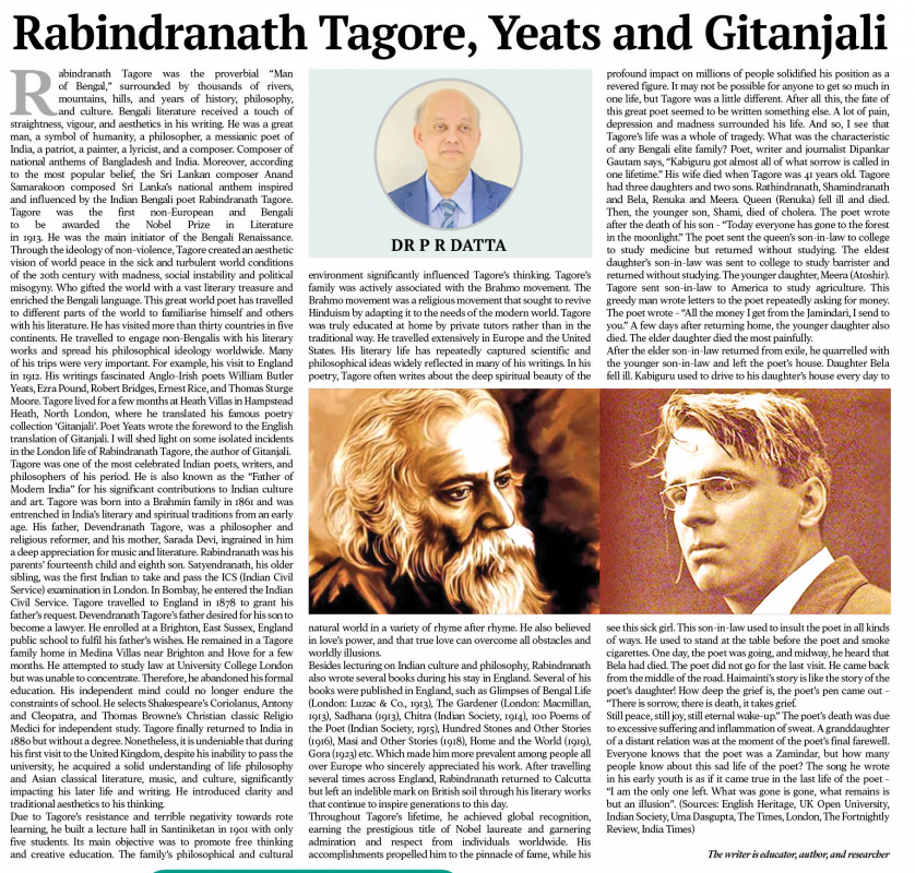 The daily Messenger by Rabindranath Tagore, Yeats and Gitanjali