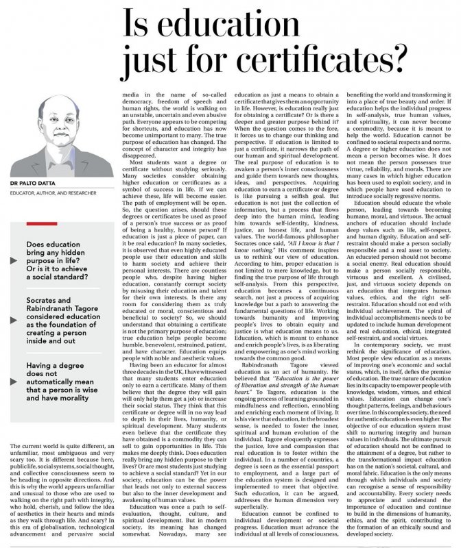 Daily Times of Bangladesh by Is education just for certificates?