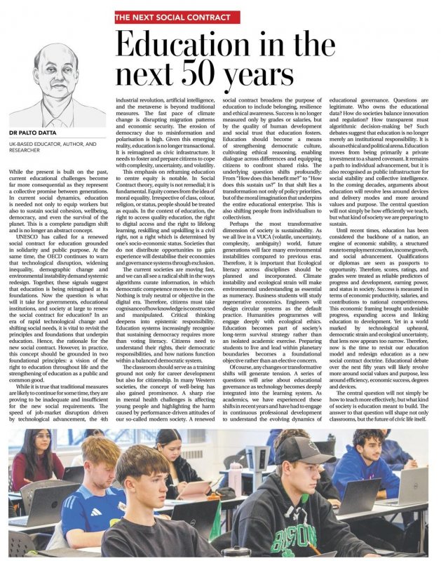 Daily Times of Bangladesh by The next social contract: Education in the next 50 years