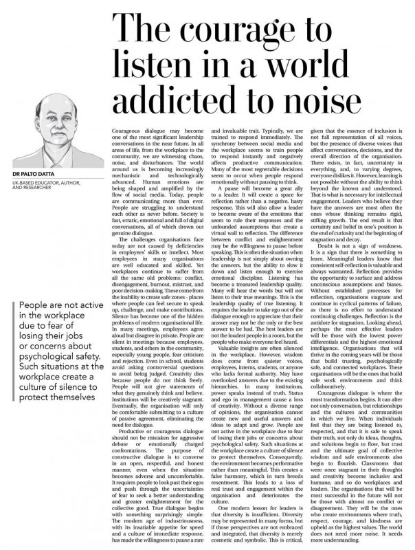 Daily Times of Bangladesh by The courage to listen in a world addicted to noise