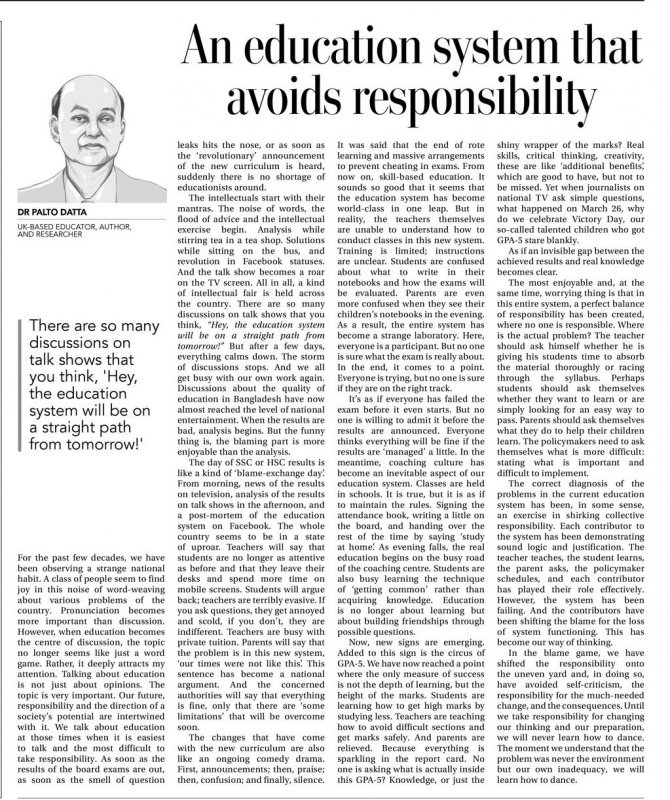 Daily Times of Bangladesh by An education system that avoids responsibility