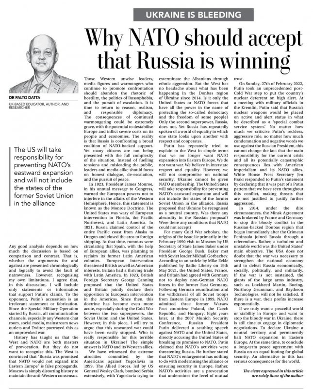 Daily Times of Bangladesh by Ukraine Is Bleeding: Why NATO Should Accept That Russia Is Winning