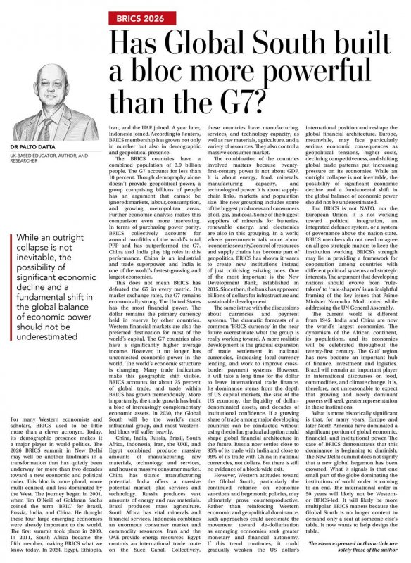 Daily Times of Bangladesh by BRICS 2026:: Has the global south built a bloc more powerful than the G7?