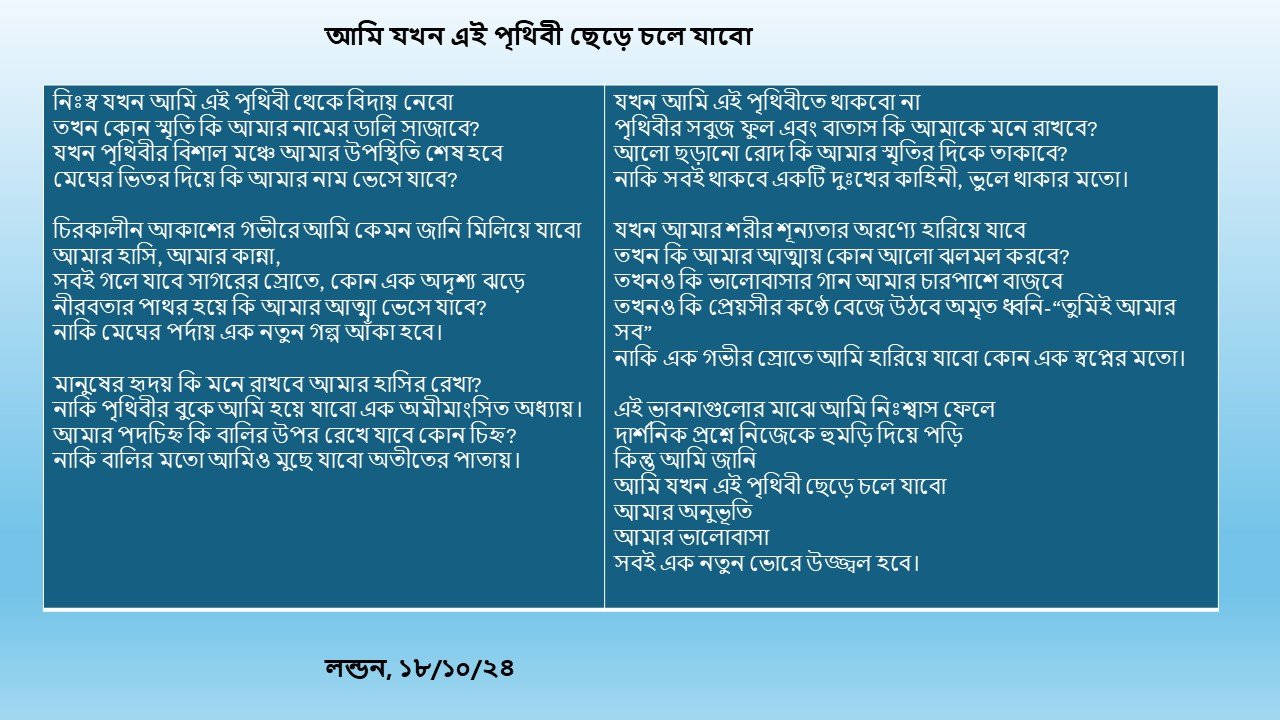 আমি যখন এই পৃথিবী ছেড়ে চলে যাবো by ড. পল্টু দত্ত